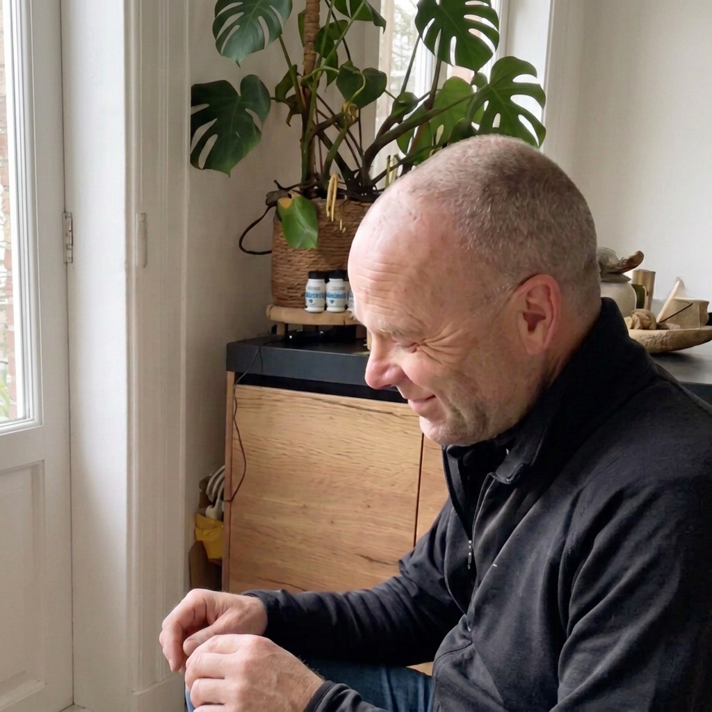 Schrijver en interviewer aan het werk